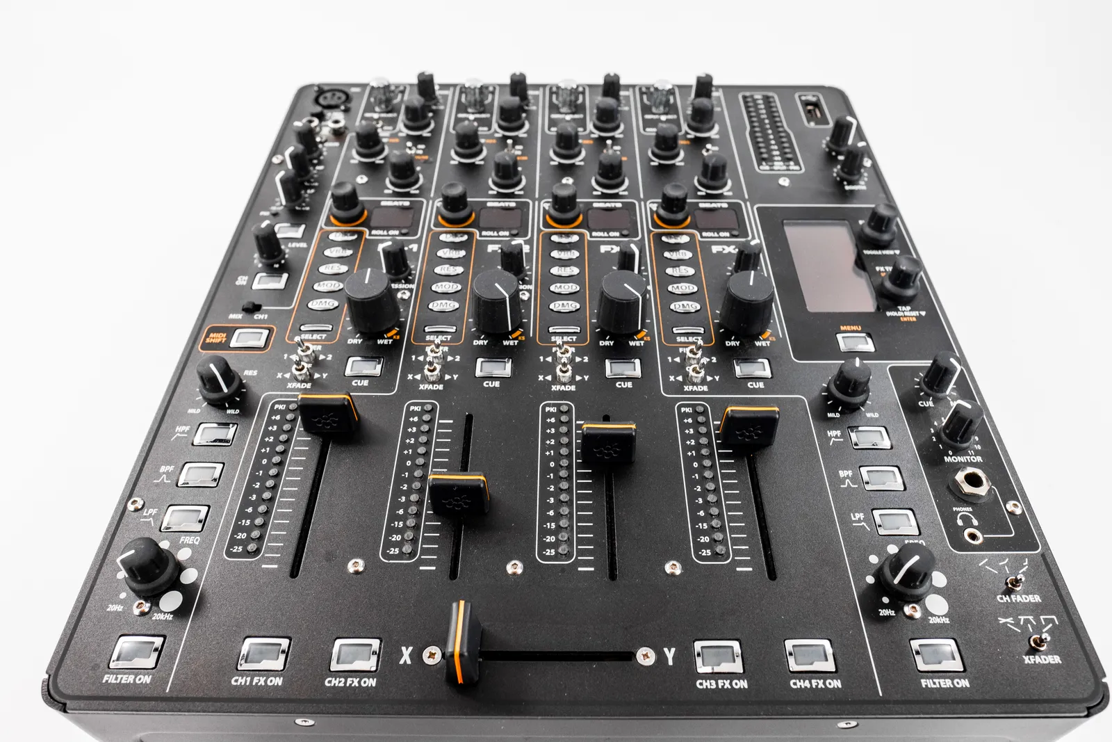 16 channel mixing console — professional studio photograph