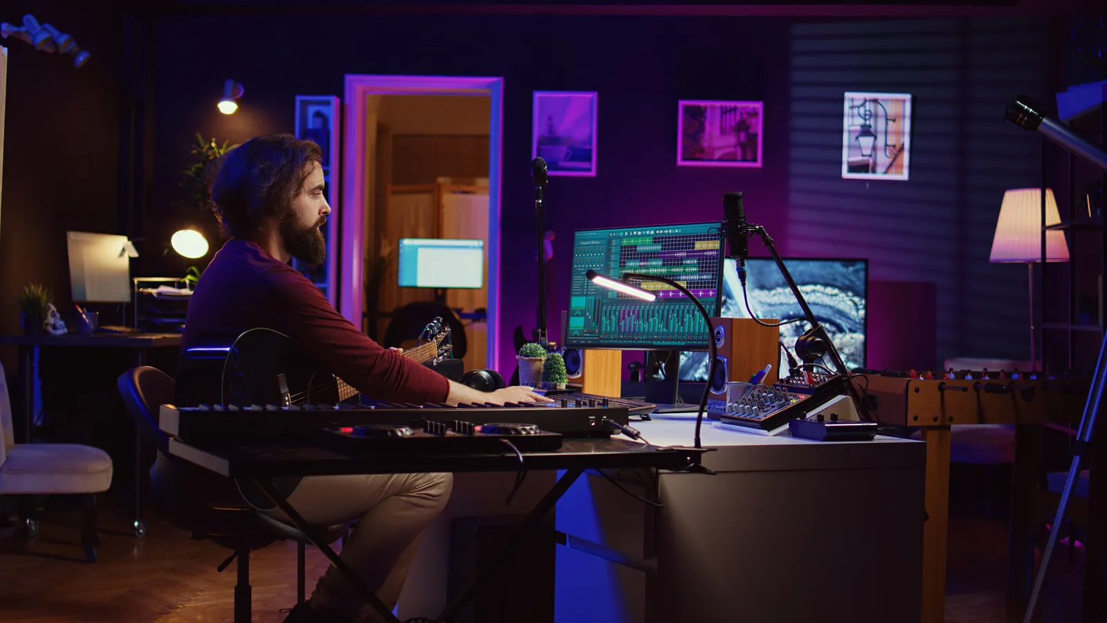 home studio desk setup — professional studio photograph