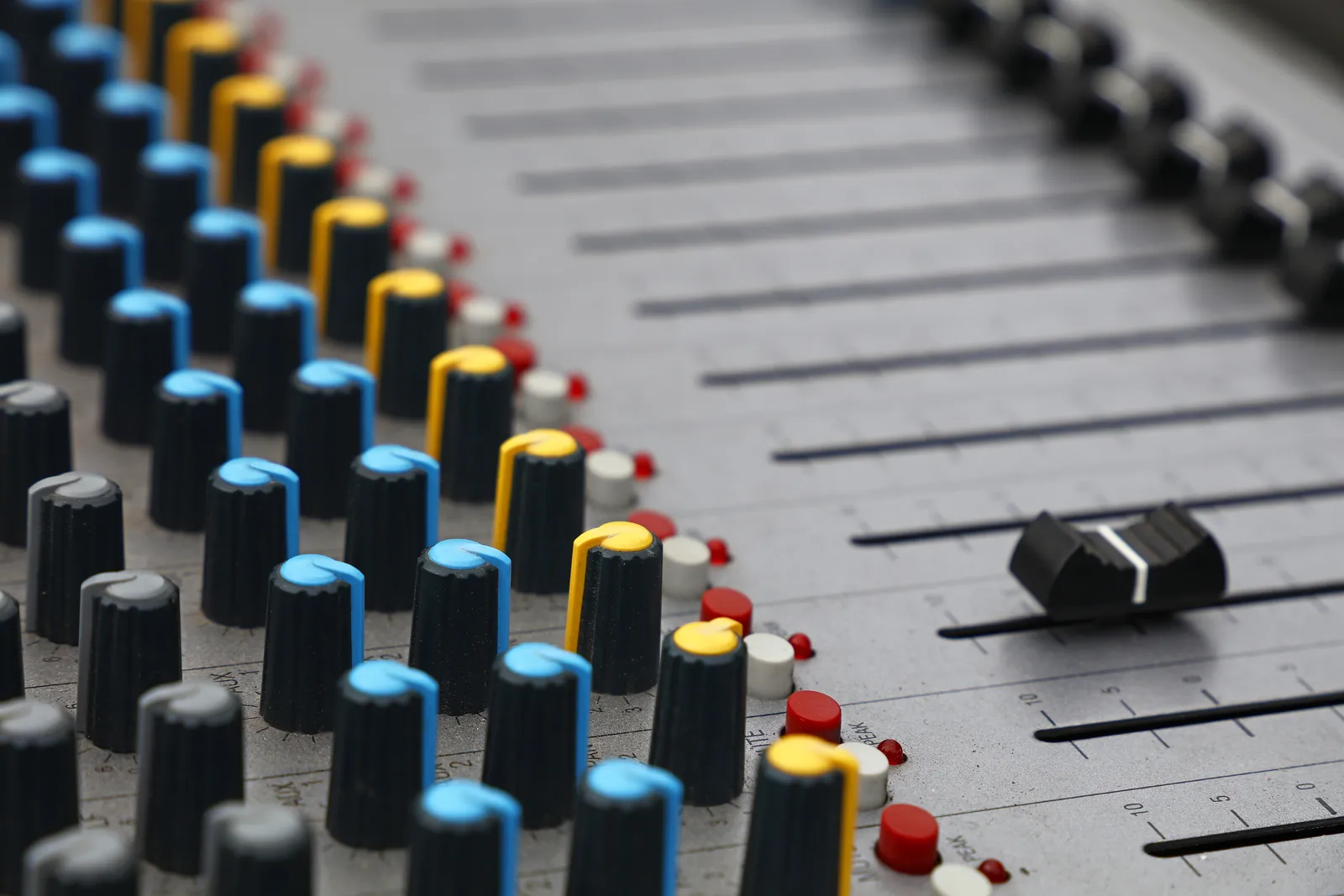 vintage neve mixing console large-format analog desk in a professional recording studio