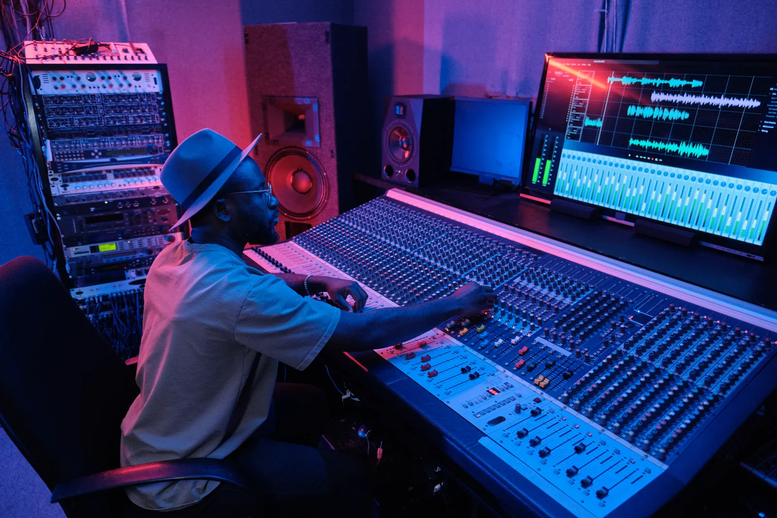 recording studio mixing console — professional studio photograph