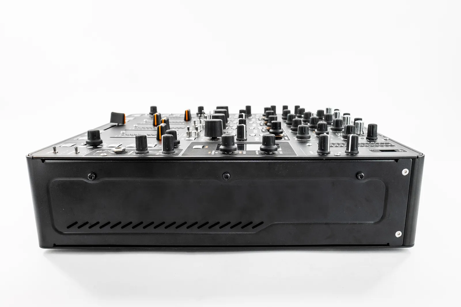 Professional music production studio with touch screen mixing setup
